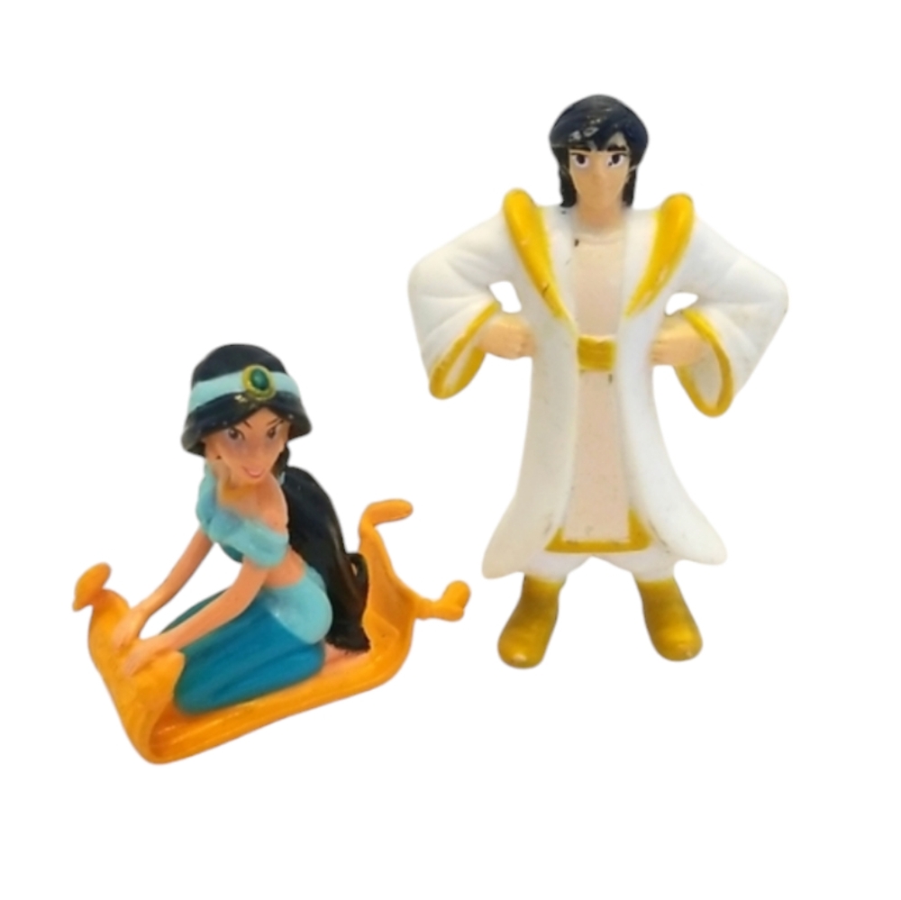 Vintage Disney Aladdin Figures Jasmine on Carpet & Aladin PVC Figures